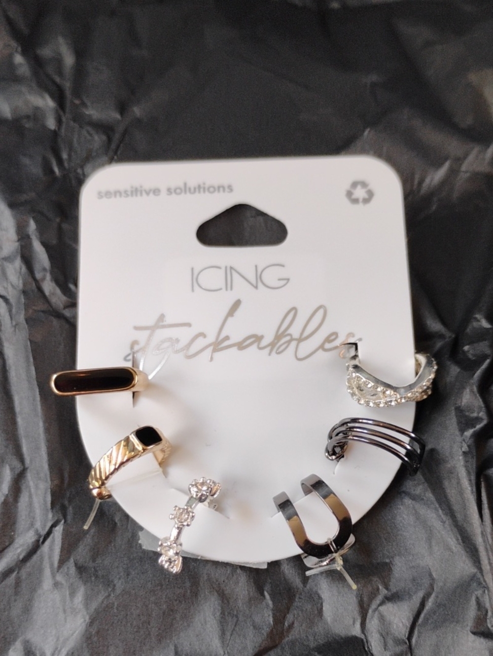 Icing Stackable EarRing Cuff Set - Gold, Silver, Gunmetal